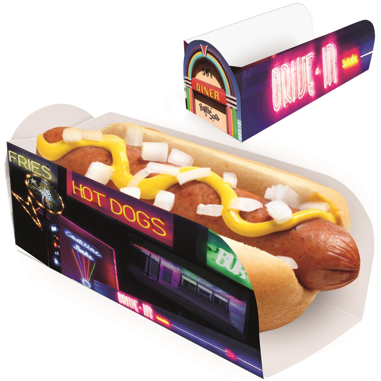 FT1928D Hot Dog Tray Open End Full Color