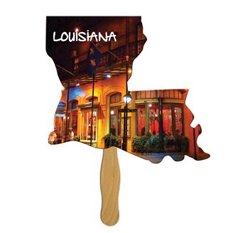 BF-LA - Louisiana State Shape Hand Fan