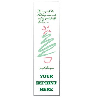 BM40-HOL - 2" Rectangle Holiday Tree Paper Bookmark