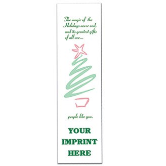 BM40-HOL - 2" Rectangle Holiday Tree Paper Bookmark