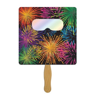 FSF-60 - Square Hand Fan with Fireworks Film
