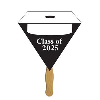 GF-6 - Triangular Graduate Hand Fan w/ White Hat