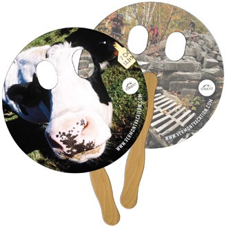 EZ-26 - Circle With Eyes Cut Hand Fan Full Color (2 Sides)