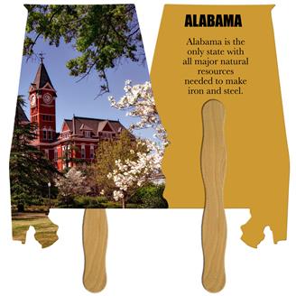 LF-AL - Alabama State Shape Hand Fan Full Color (2 Sides)